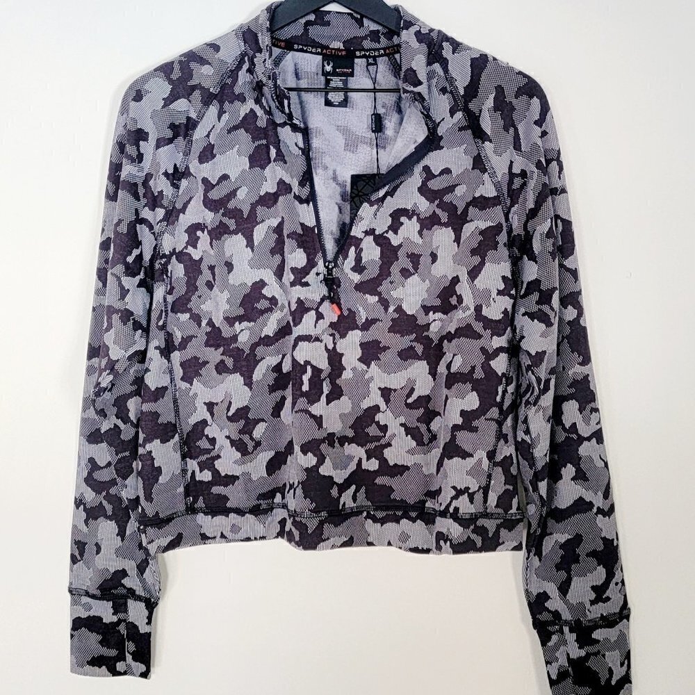 NWT Spider Athleisure Short Length Camo Print Half Zip Women's Jacket Size XL